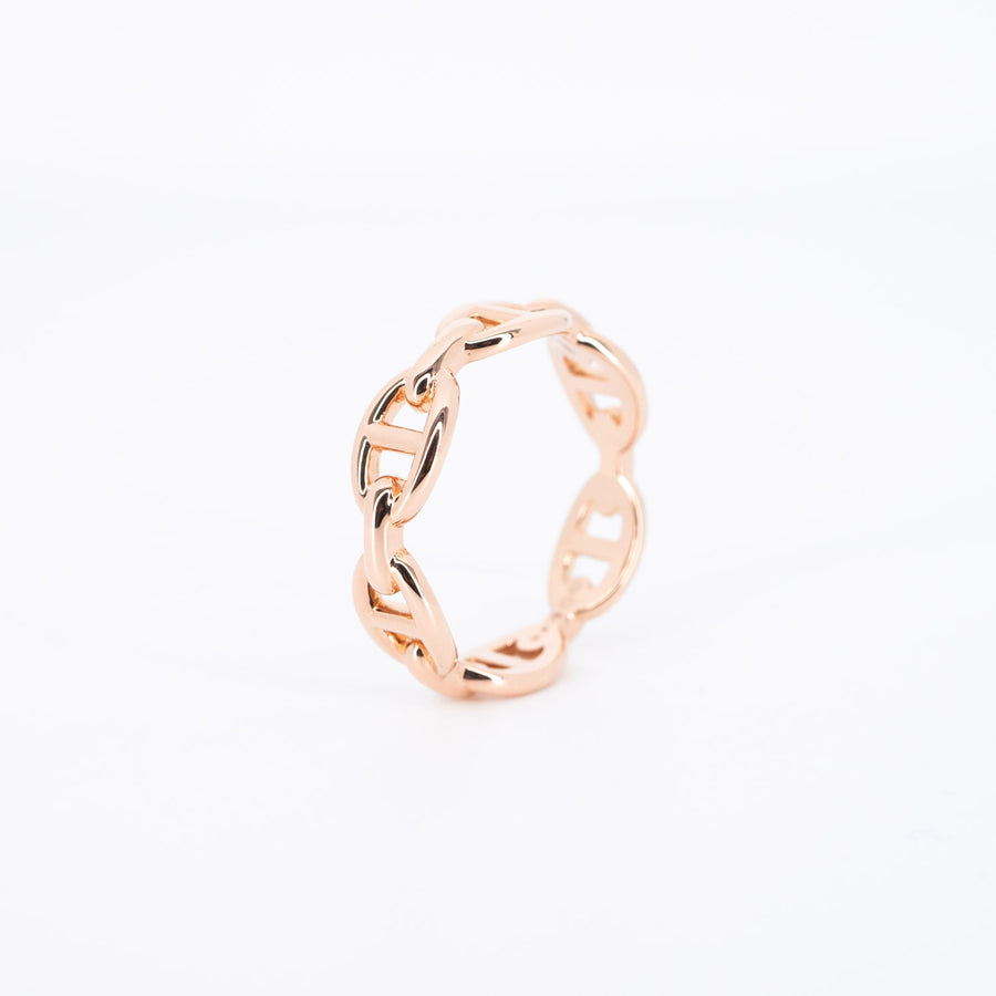 แหวน Hermes Chaine D'Ancre Enchainee Ring, Small Model 18K Rose Gold Size 56# (Used) #vrher 6750