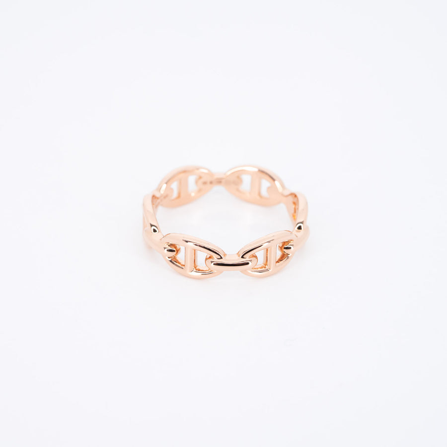 แหวน Hermes Chaine D'Ancre Enchainee Ring, Small Model 18K Rose Gold Size 56# (Used) #vrher 6750