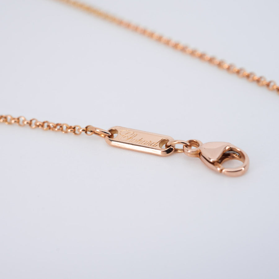 สร้อยและจี้ Chopard Happy Diamond Heart Pendant with 0.10ct 18K Rose Gold Size 45cm.# (Used) #vrchonl 6742