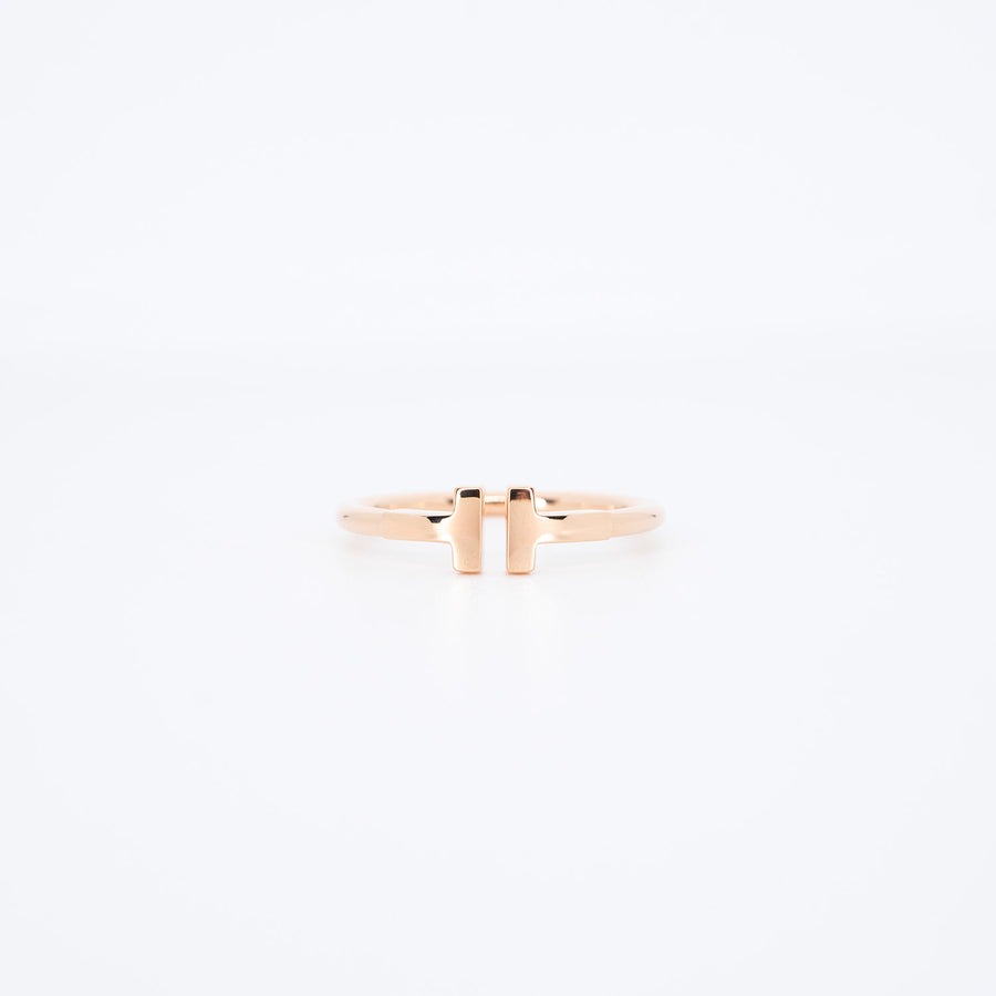 แหวน Tiffany & Co. Tiffany T Wire Ring 18K Rose Gold Size 59# (Used) #vrtir 6754