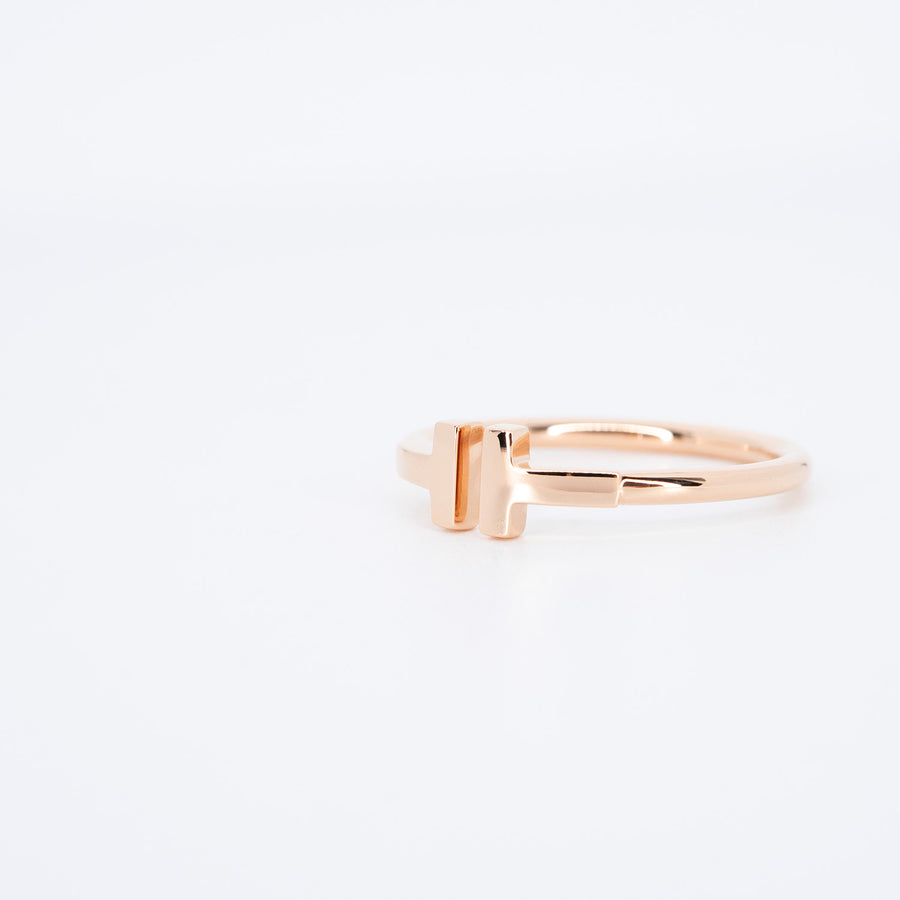 แหวน Tiffany & Co. Tiffany T Wire Ring 18K Rose Gold Size 59# (Used) #vrtir 6754