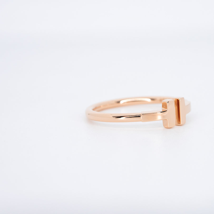 แหวน Tiffany & Co. Tiffany T Wire Ring 18K Rose Gold Size 59# (Used) #vrtir 6754