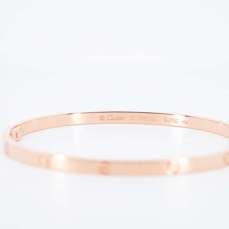 กำไล Cartier Love Bracelet SM 18K Rose Gold Size 17# (Used) #vrcab 6757