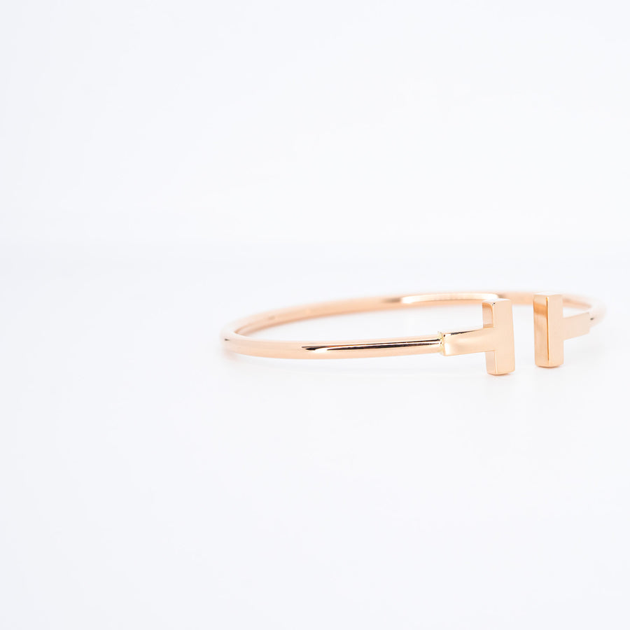 กำไล Tiffany & Co. Tiffany T Wire Bracelet 18K Rose Gold Size S# (Used) #vrti 0784