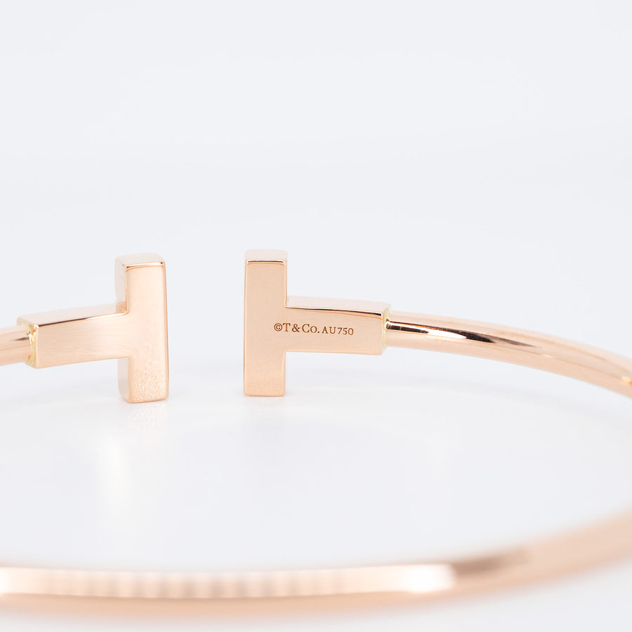 กำไล Tiffany & Co. Tiffany T Wire Bracelet 18K Rose Gold Size S# (Used) #vrti 0784