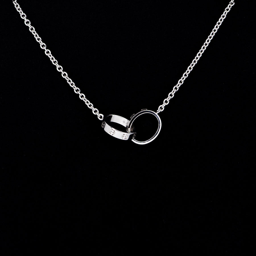 **hold**สร้อยและจี้ Cartier Love Necklace (baby love) 18K White Gold Size 43cm.# (Used) #vrcanl 6756