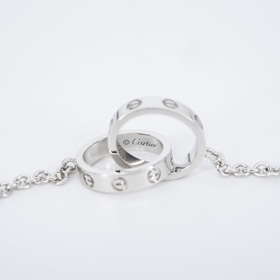 **hold**สร้อยและจี้ Cartier Love Necklace (baby love) 18K White Gold Size 43cm.# (Used) #vrcanl 6756