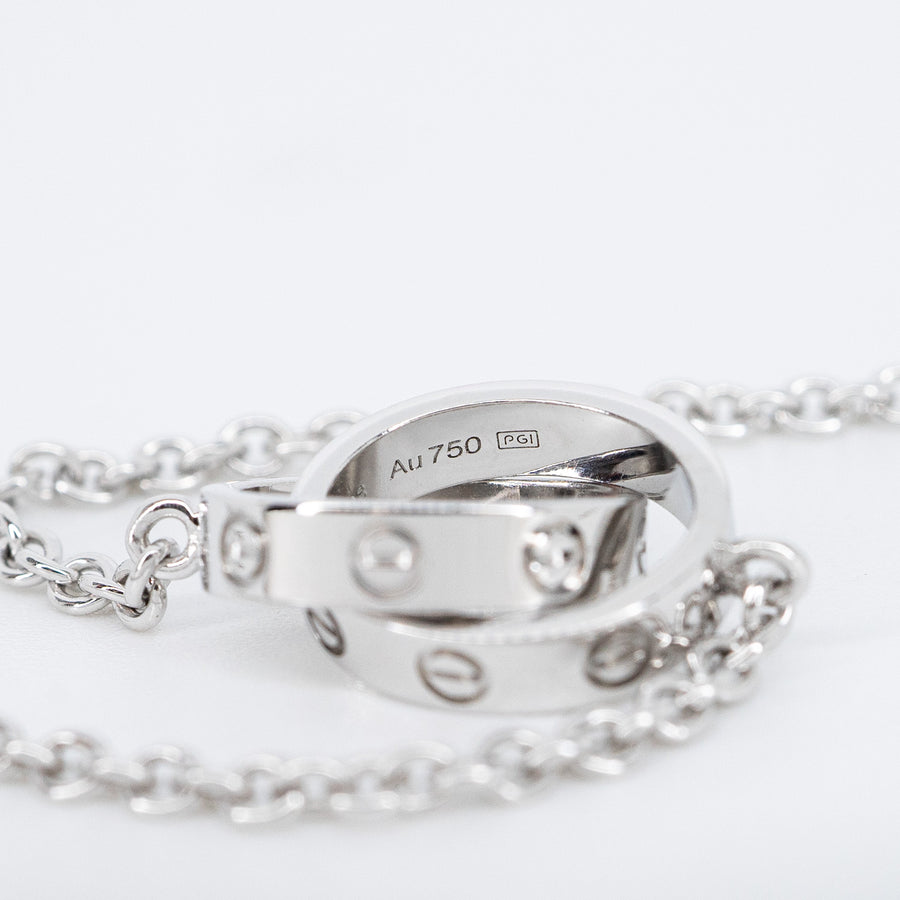 **hold**สร้อยและจี้ Cartier Love Necklace (baby love) 18K White Gold Size 43cm.# (Used) #vrcanl 6756