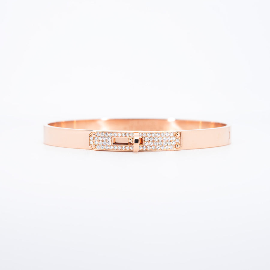 **hold k.b**กำไล Hermes Kelly bracelet with diamond 0.36 ct, Small Model 18K Rose Gold Size SH# (Used) #vrhe 0786