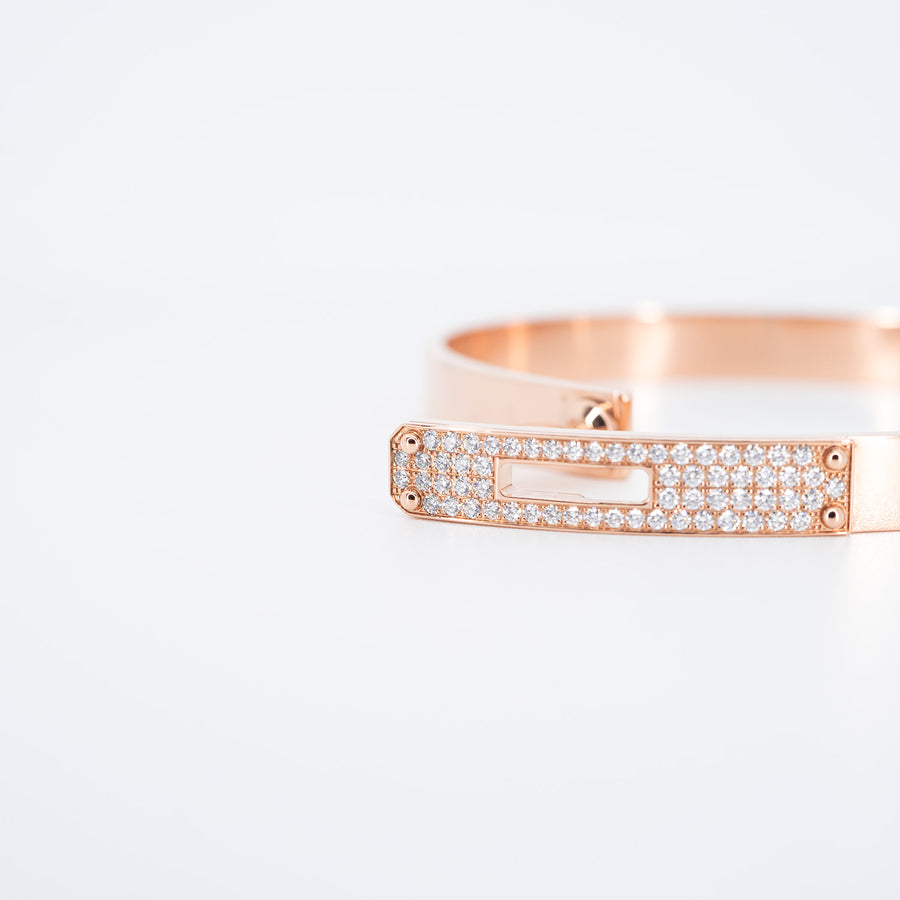 **hold k.b**กำไล Hermes Kelly bracelet with diamond 0.36 ct, Small Model 18K Rose Gold Size SH# (Used) #vrhe 0786