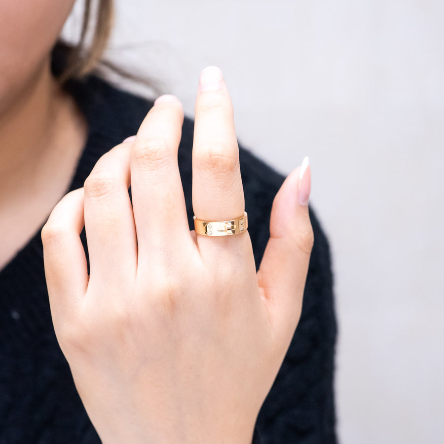 แหวน Hermes Kelly Ring, small model with diamonds 18K Rose Gold Size 52# (Used) #vrhe 0832