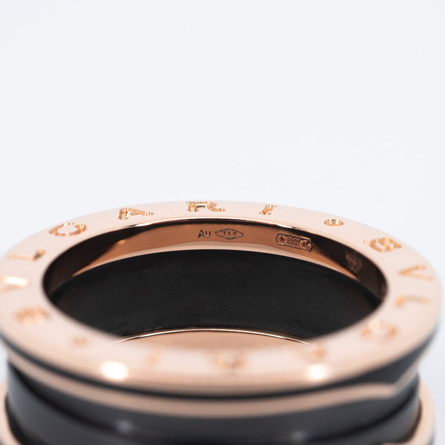 แหวน Bvlgari B.zero1 2band with matte black ceramic 18K Rose Gold Size 52# (Used) #vrbvr 6791