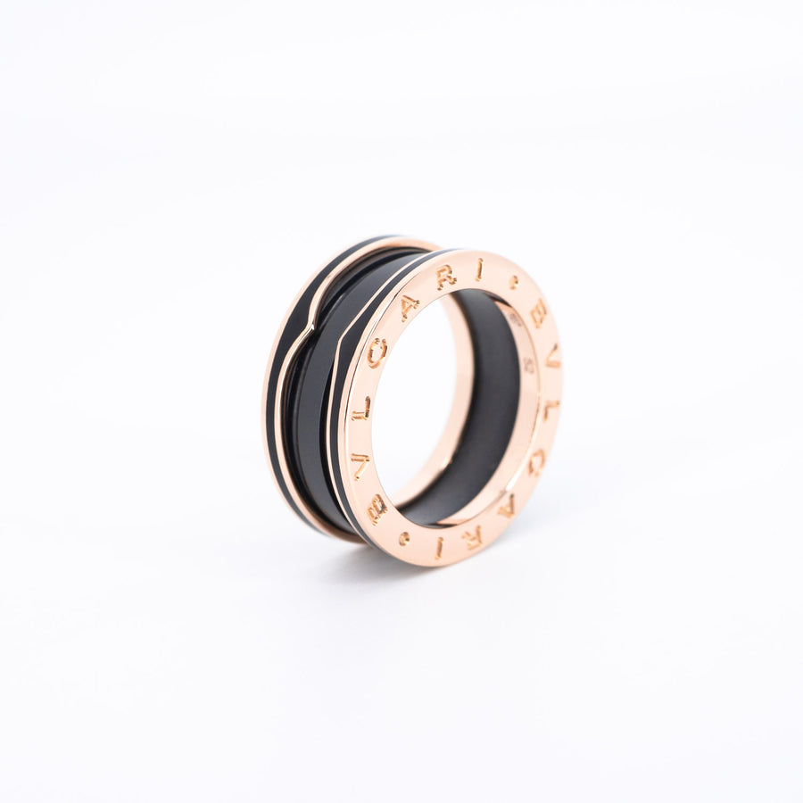 แหวน Bvlgari B.zero1 2band with matte black ceramic 18K Rose Gold Size 52# (Used) #vrbvr 6791