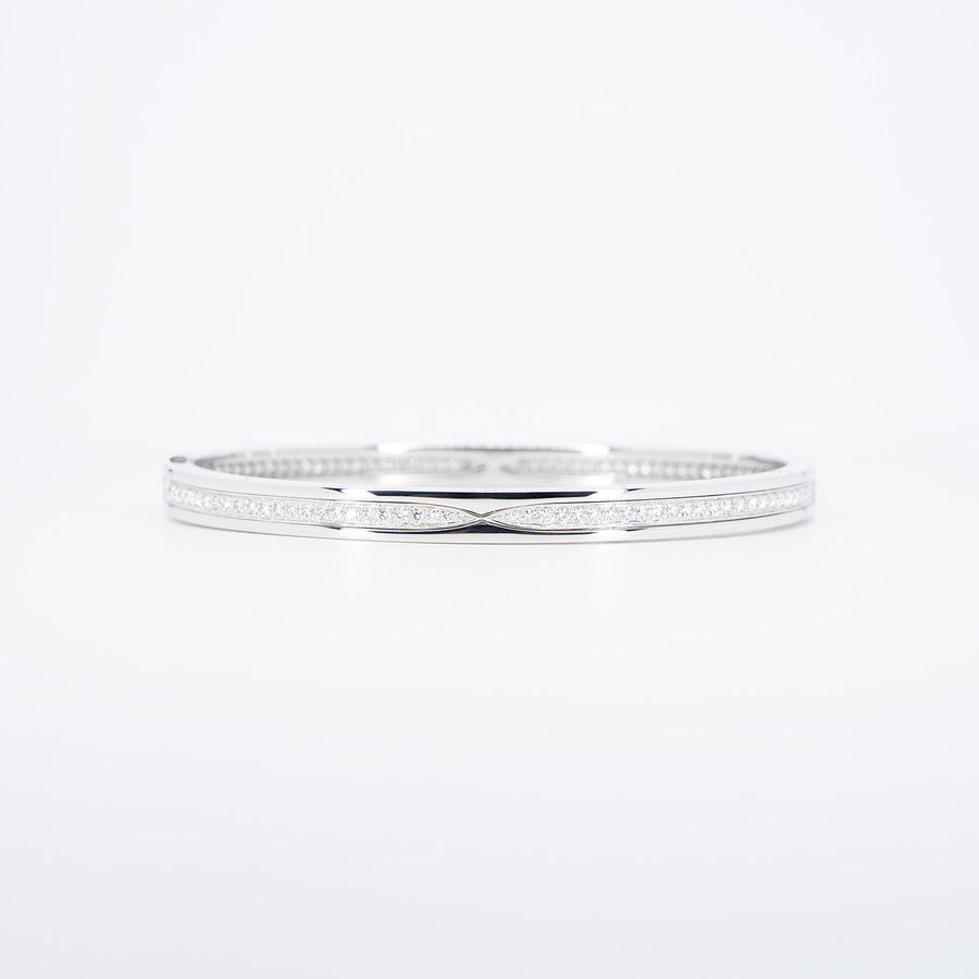 กำไล Bvlgari B.zero1 Bracelet Set with Pavé Diamonds on The Spiral 18K White Gold Size L# (Used) #vrbvb 6794