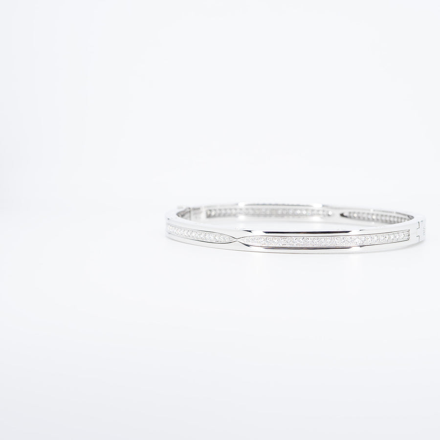 กำไล Bvlgari B.zero1 Bracelet Set with Pavé Diamonds on The Spiral 18K White Gold Size L# (Used) #vrbvb 6794