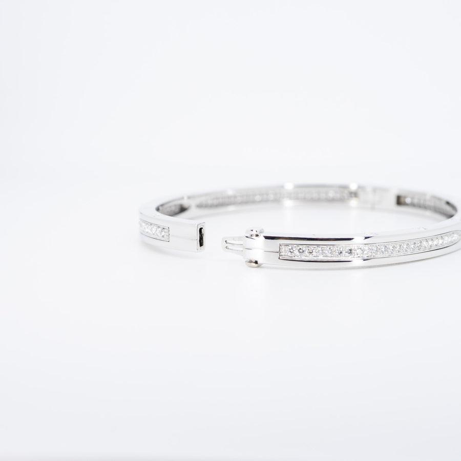 กำไล Bvlgari B.zero1 Bracelet Set with Pavé Diamonds on The Spiral 18K White Gold Size L# (Used) #vrbvb 6794