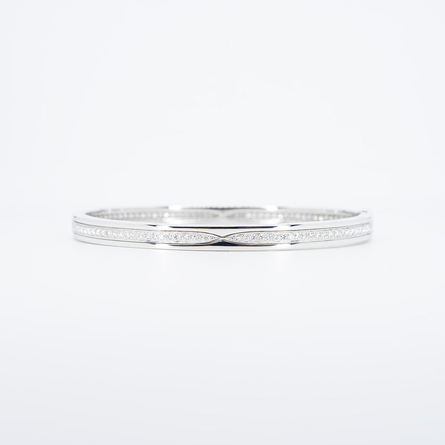 กำไล Bvlgari B.zero1 Bracelet Set with Pavé Diamonds on The Spiral 18K White Gold Size L# (Used) #vrbvb 6794