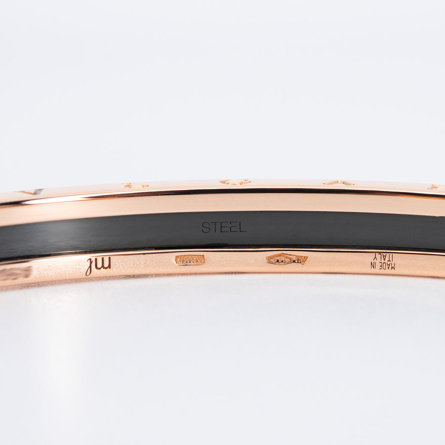 กำไล Bvlgari B.zero1 Cuff Bracelet with black Steel 18K Rose Gold Size ML# (Used) #vrbvb 6798