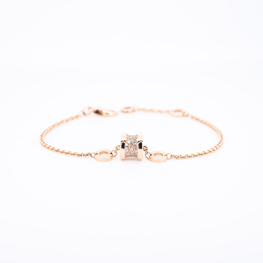 สร้อยข้อมือ Bvlgari B.zero1 mini bracelet with pavé diamonds 18K Rose Gold Size M(17-19cm.)# (Used) #vrbvb 6790