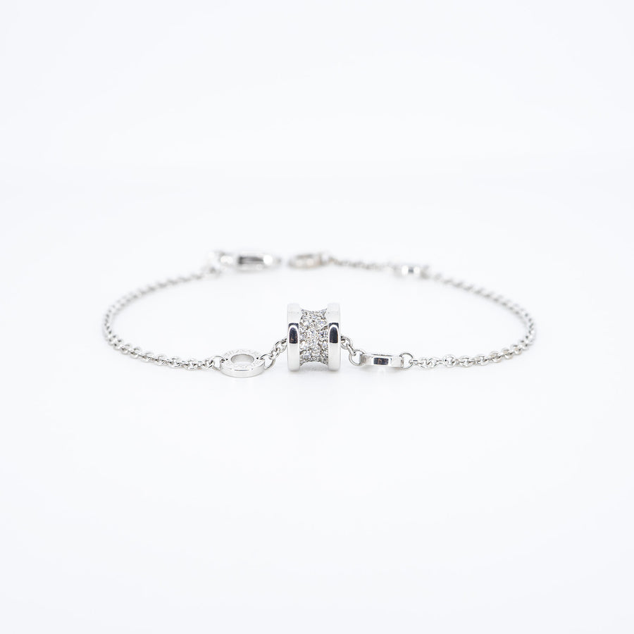 สร้อยข้อมือ Bvlgari B.zero1 mini bracelet with pavé diamonds 18K White Gold Size SM(16-18cm.)# (Used) #vrbvnl 6786