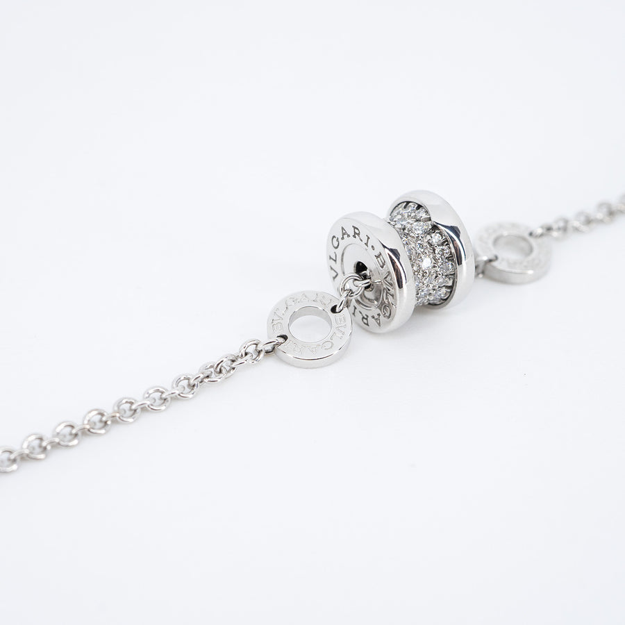 สร้อยข้อมือ Bvlgari B.zero1 mini bracelet with pavé diamonds 18K White Gold Size SM(16-18cm.)# (Used) #vrbvnl 6786