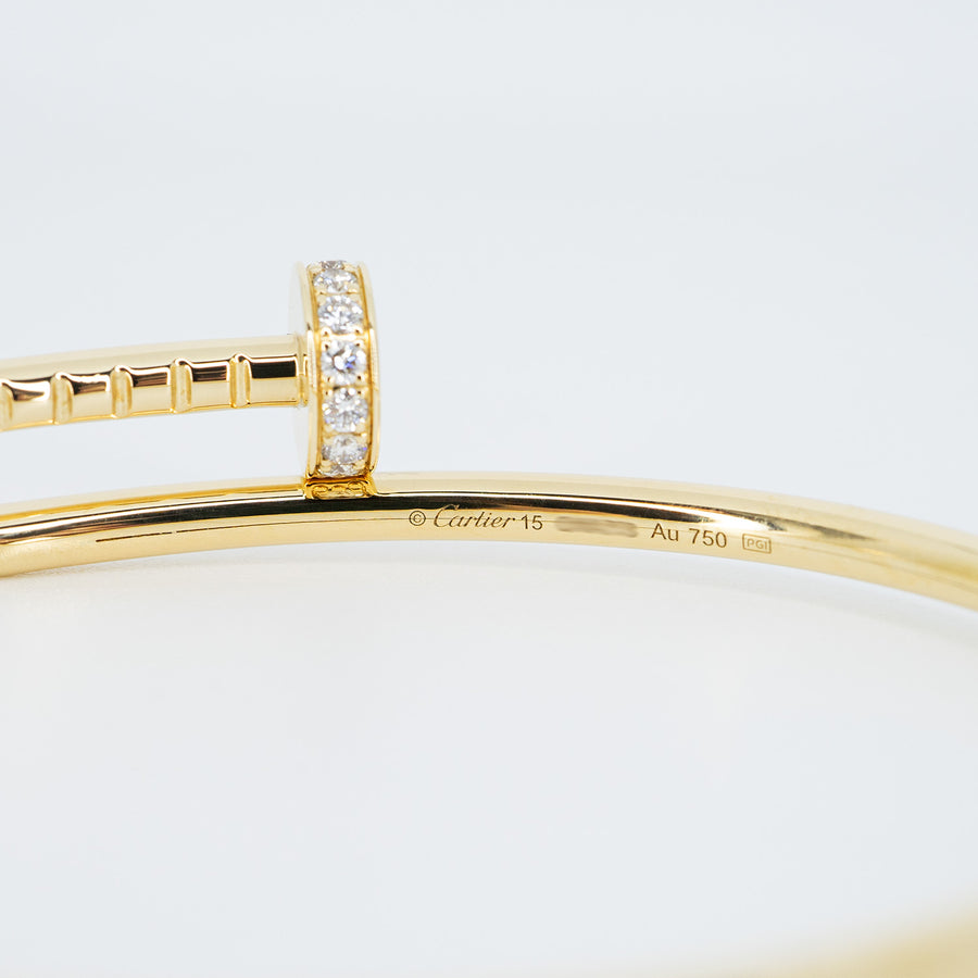 **hold k.b**กำไล Cartier Juste Un Clou Bracelet SM with Diamonds 18K Yellow Gold Size 15# (Used) #vrcab 6815