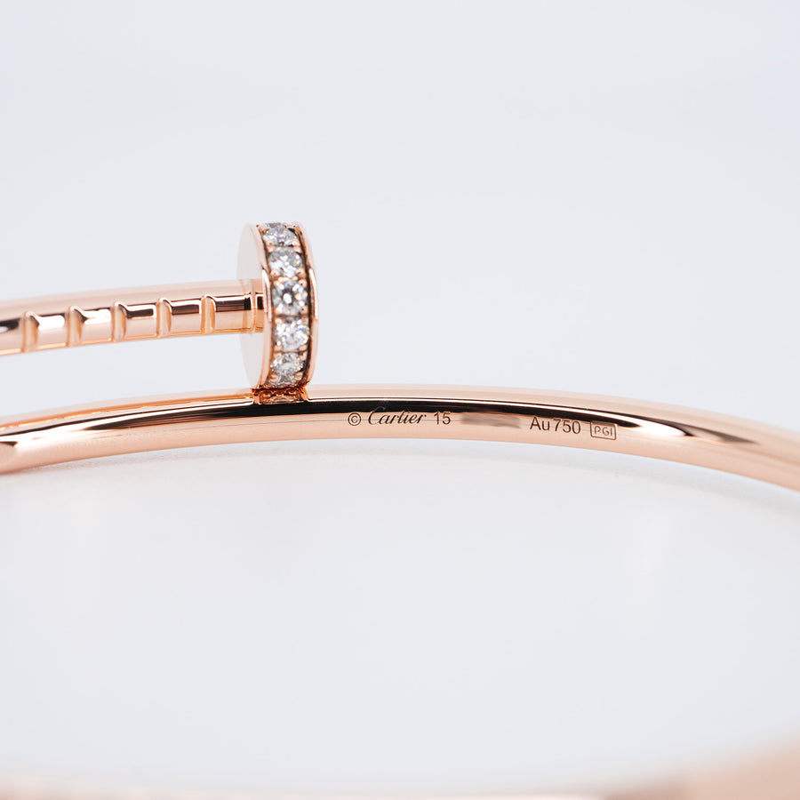 **Hold k.M** กำไล Cartier Juste Un Clou Bracelet SM with Diamonds 18K Rose Gold Size 15# (Used) #vrcab 6780