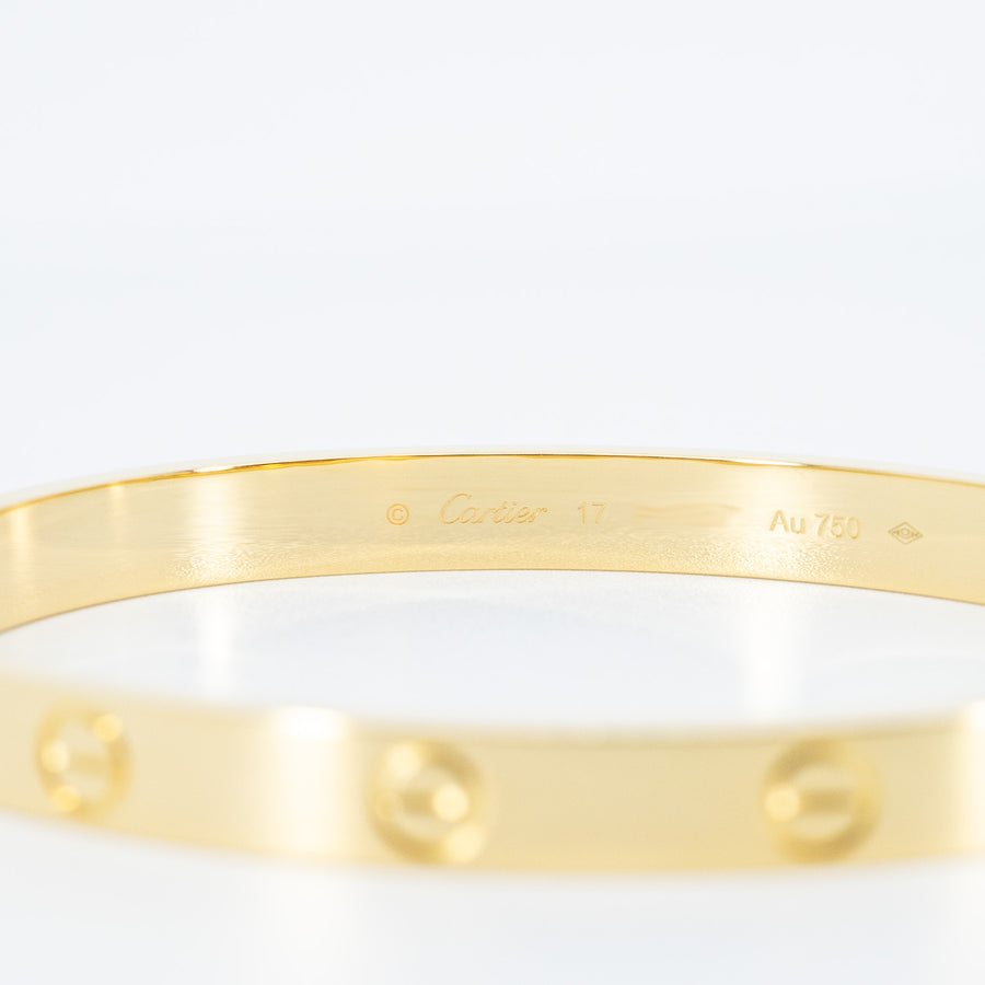 กำไล Cartier Love Bracelet 18K Yellow Gold Size 17# (Used) #vrcab 6804