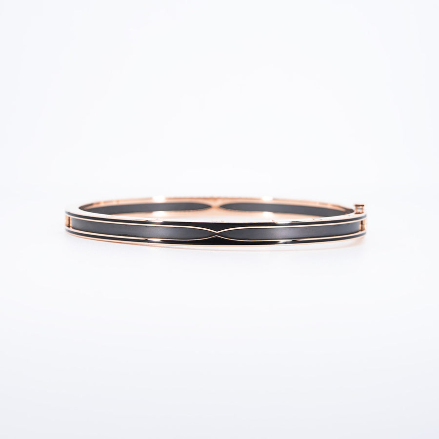 กำไล Bvlgari B.zero1 Bracelet with matte black ceramic 18K Rose Gold Size L# (Used) #vrbvb 6809