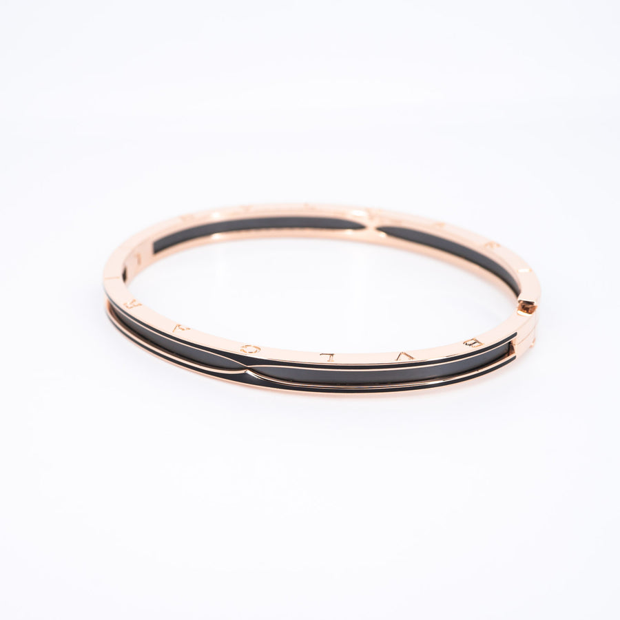 กำไล Bvlgari B.zero1 Bracelet with matte black ceramic 18K Rose Gold Size L# (Used) #vrbvb 6809