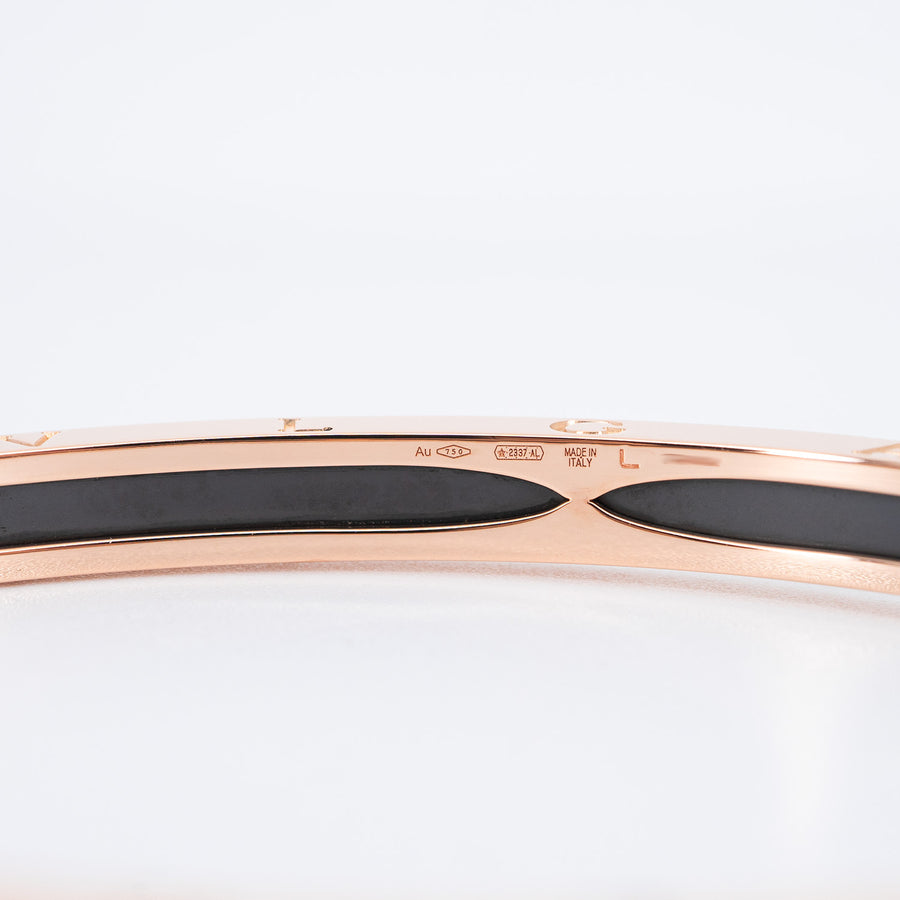 กำไล Bvlgari B.zero1 Bracelet with matte black ceramic 18K Rose Gold Size L# (Used) #vrbvb 6809