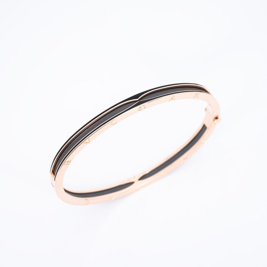 กำไล Bvlgari B.zero1 Bracelet with matte black ceramic 18K Rose Gold Size L# (Used) #vrbvb 6809