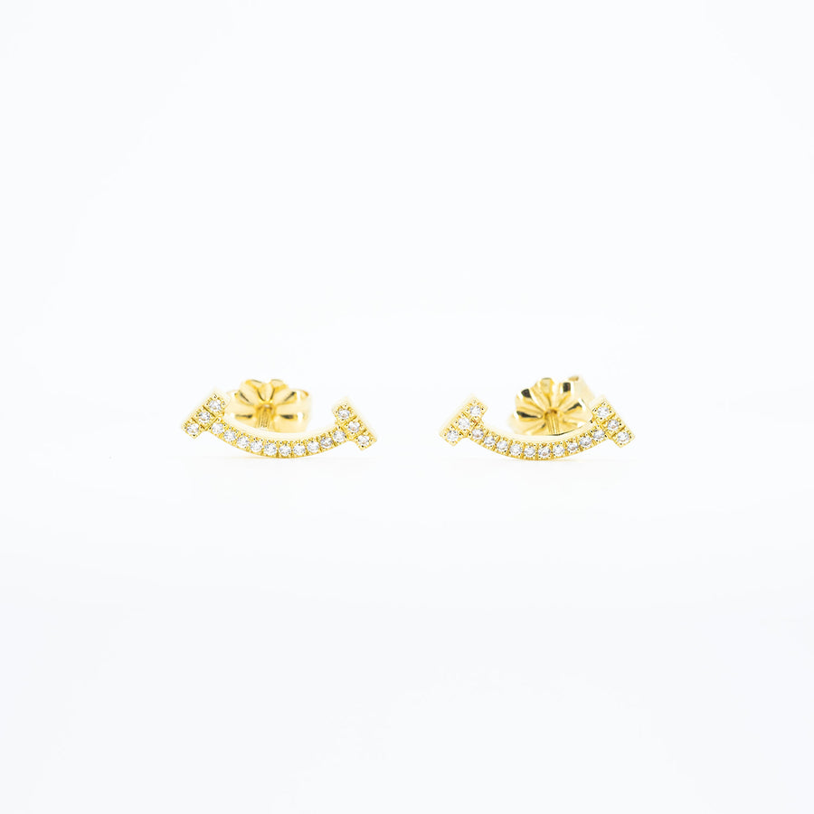 ต่างหู Tiffany & Co. Tiffany T Smile Earrings in Gold with Diamonds 18K Yellow Gold (Used) #vrti 0793