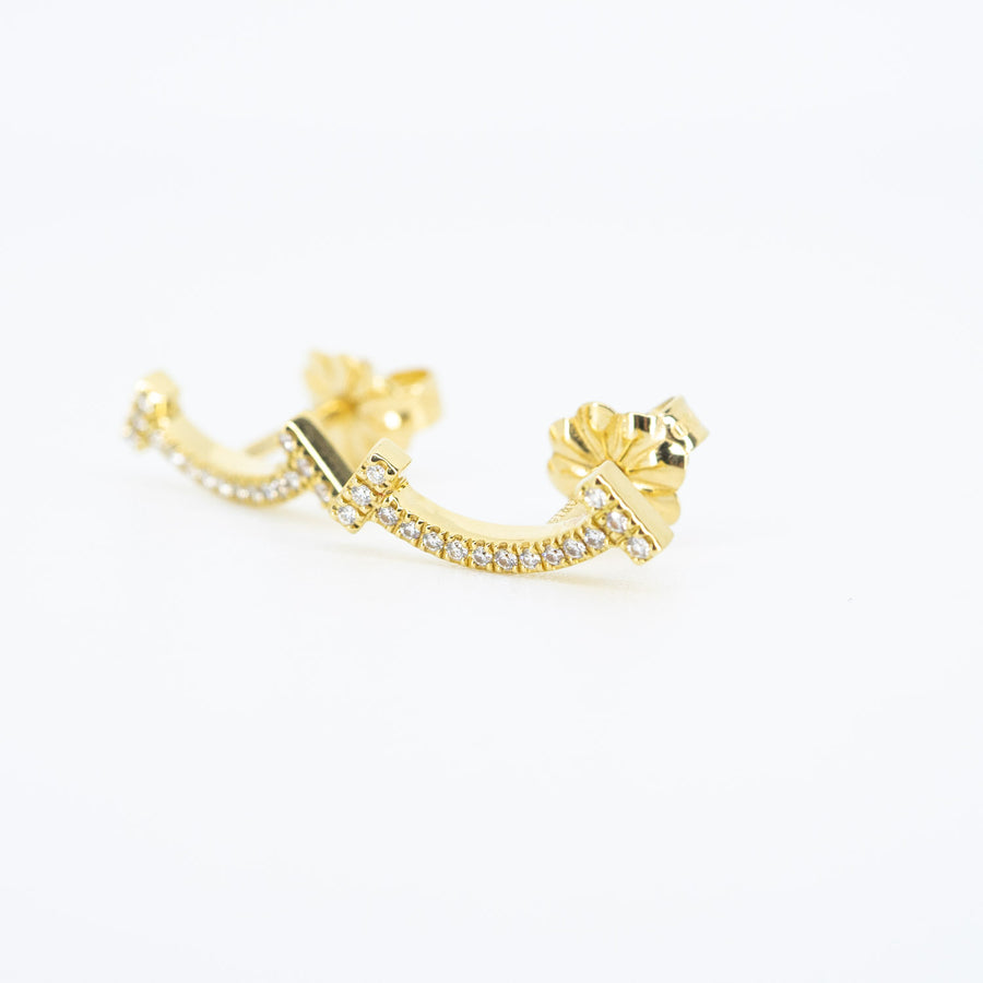 ต่างหู Tiffany & Co. Tiffany T Smile Earrings in Gold with Diamonds 18K Yellow Gold (Used) #vrti 0793