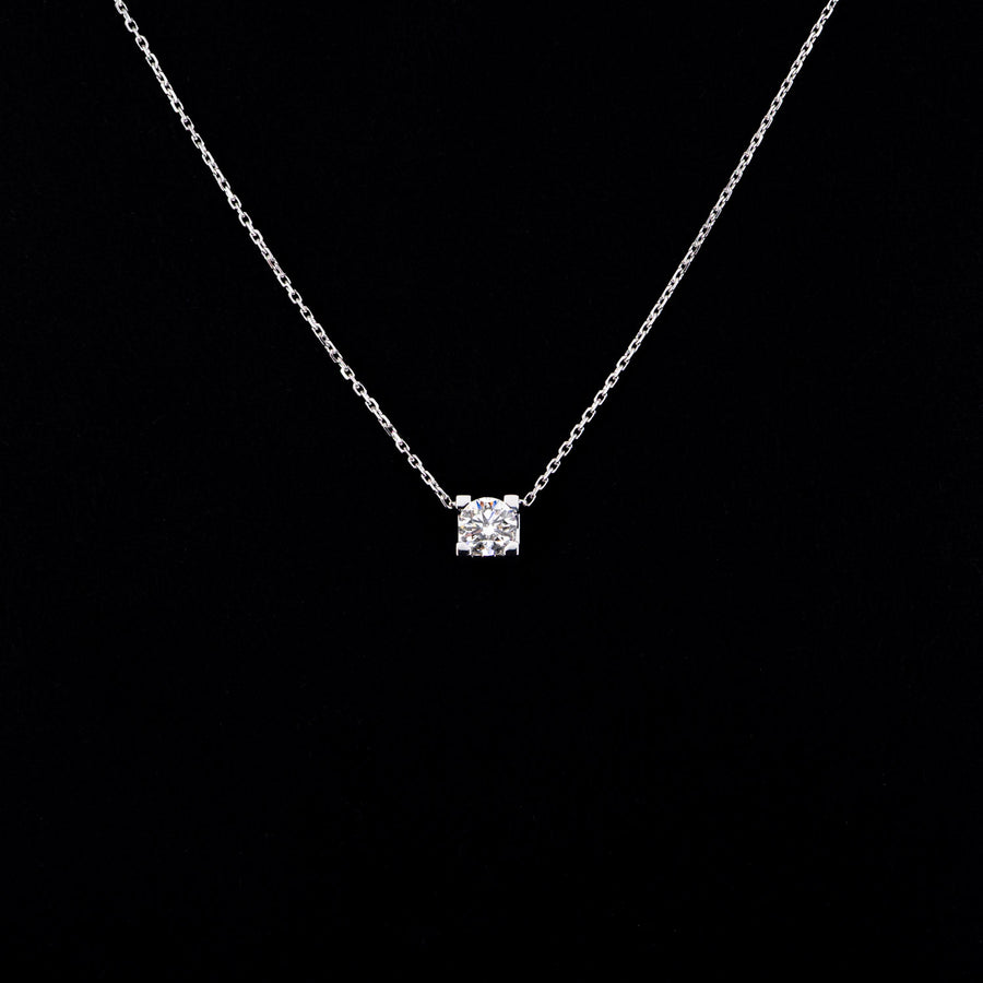 สร้อยและจี้ Cartier C de Cartier necklace with diamond 0.53ct G VVS1 18K White Gold Size 38.5-42cm.# (Used) #vrcanlimt 6808