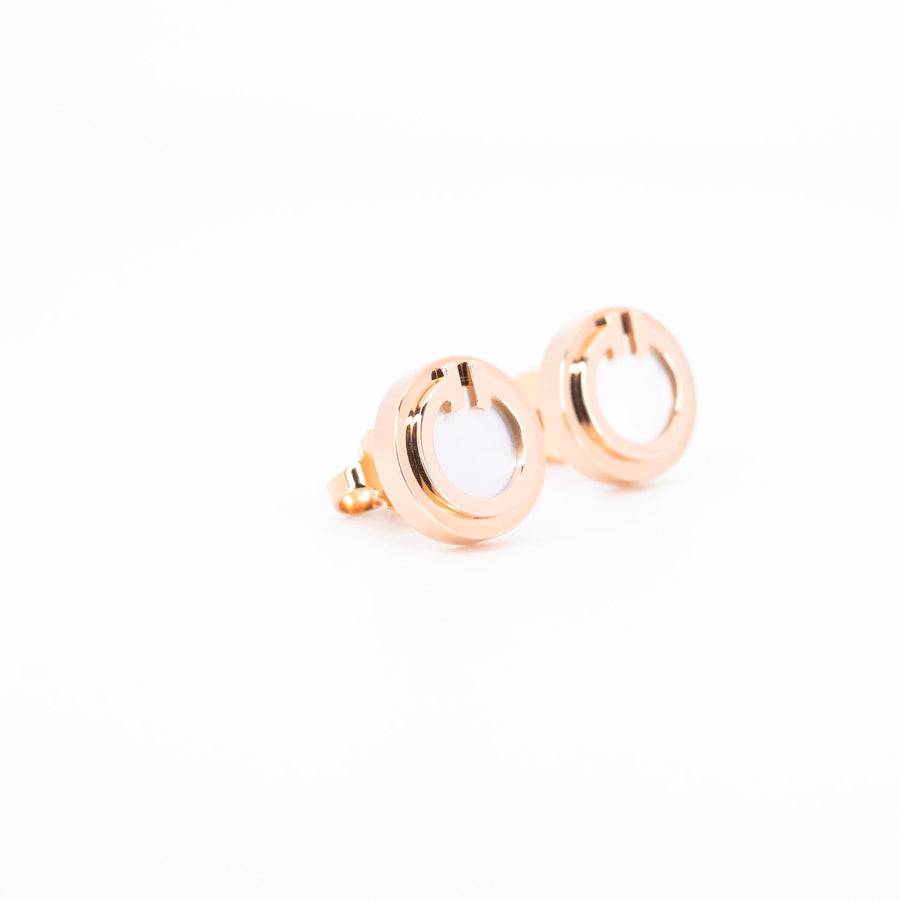 ต่างหู Tiffany & Co. Tiffany T Mother-of-pearl Circle Earrings 18K Rose Gold (Used) #vrtie 6833