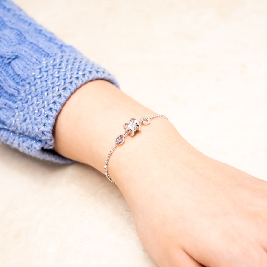 สร้อยข้อมือ Bvlgari B.zero1 mini bracelet with pavé diamonds 18K White Gold Size SM(16-18cm.)# (Used) #vrbvnl 6786