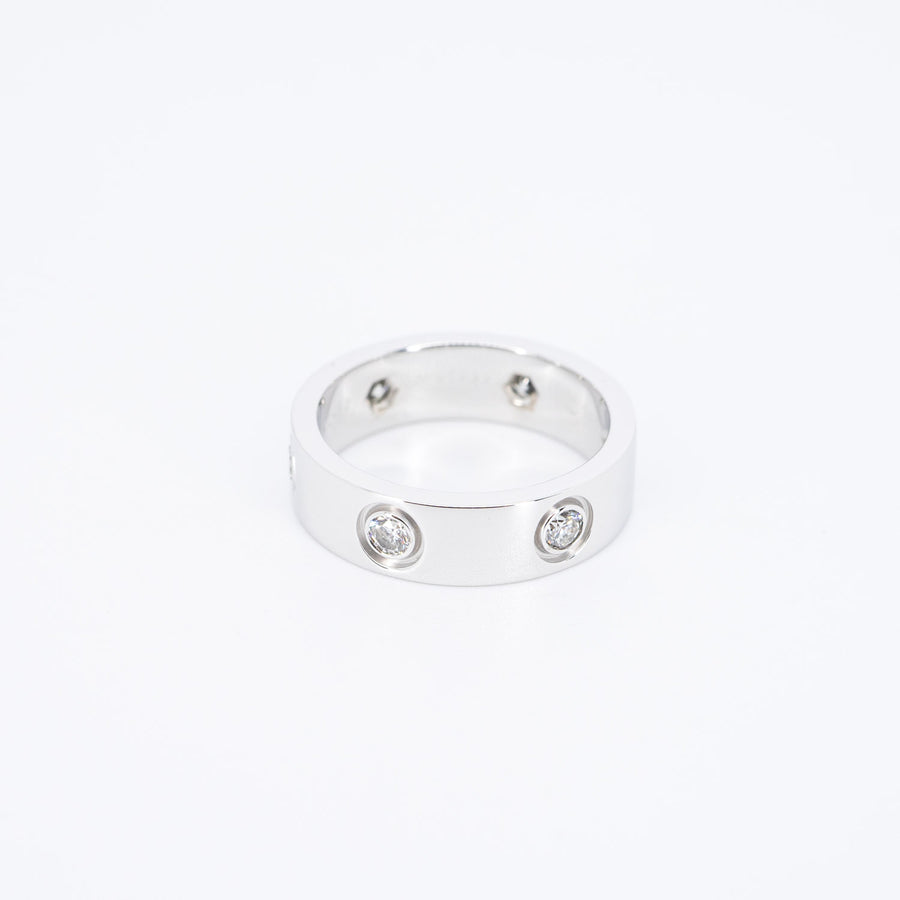 แหวน Cartier Love 6 Diamonds Ring 18K White Gold Size 52# (Used) #vrca 0791