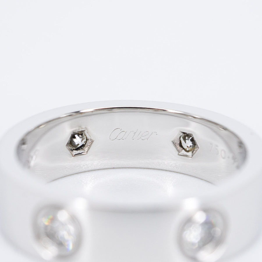 แหวน Cartier Love 6 Diamonds Ring 18K White Gold Size 52# (Used) #vrca 0791