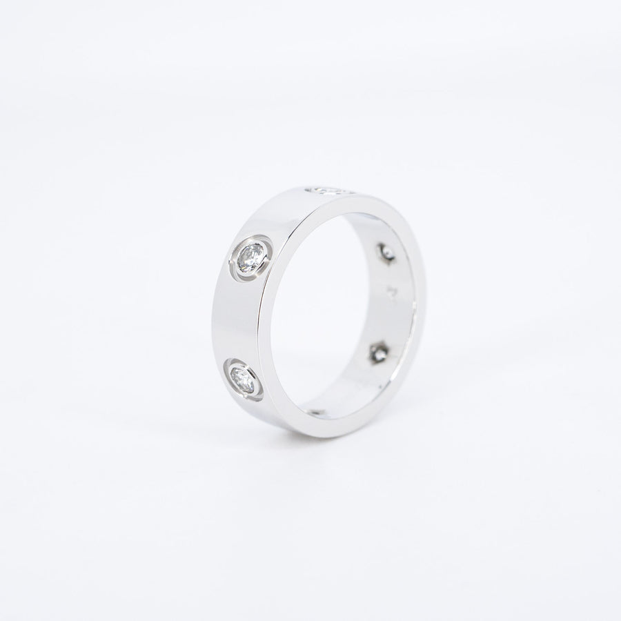 แหวน Cartier Love 6 Diamonds Ring 18K White Gold Size 52# (Used) #vrca 0791