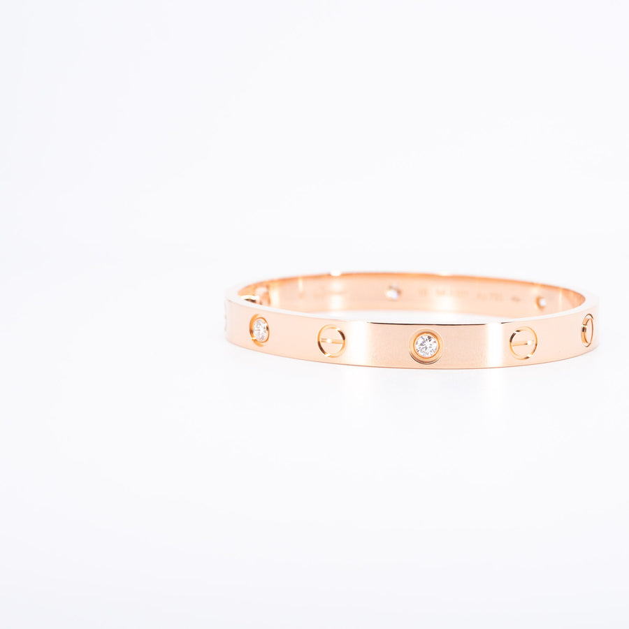 กำไล Cartier Love Bracelet, 4 diamonds 18K Rose Gold Size 15# (Used) #vrcab 6831