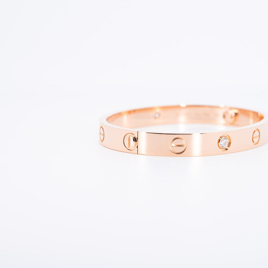 กำไล Cartier Love Bracelet, 4 diamonds 18K Rose Gold Size 15# (Used) #vrcab 6831