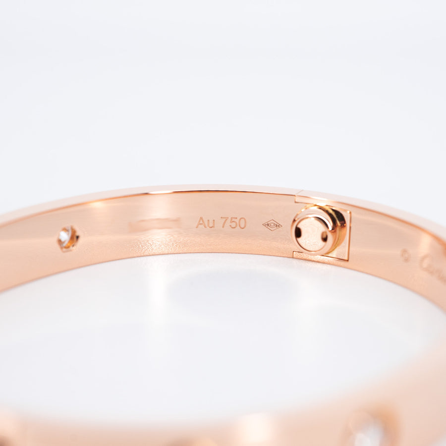 กำไล Cartier Love Bracelet, 4 diamonds 18K Rose Gold Size 15# (Used) #vrcab 6831