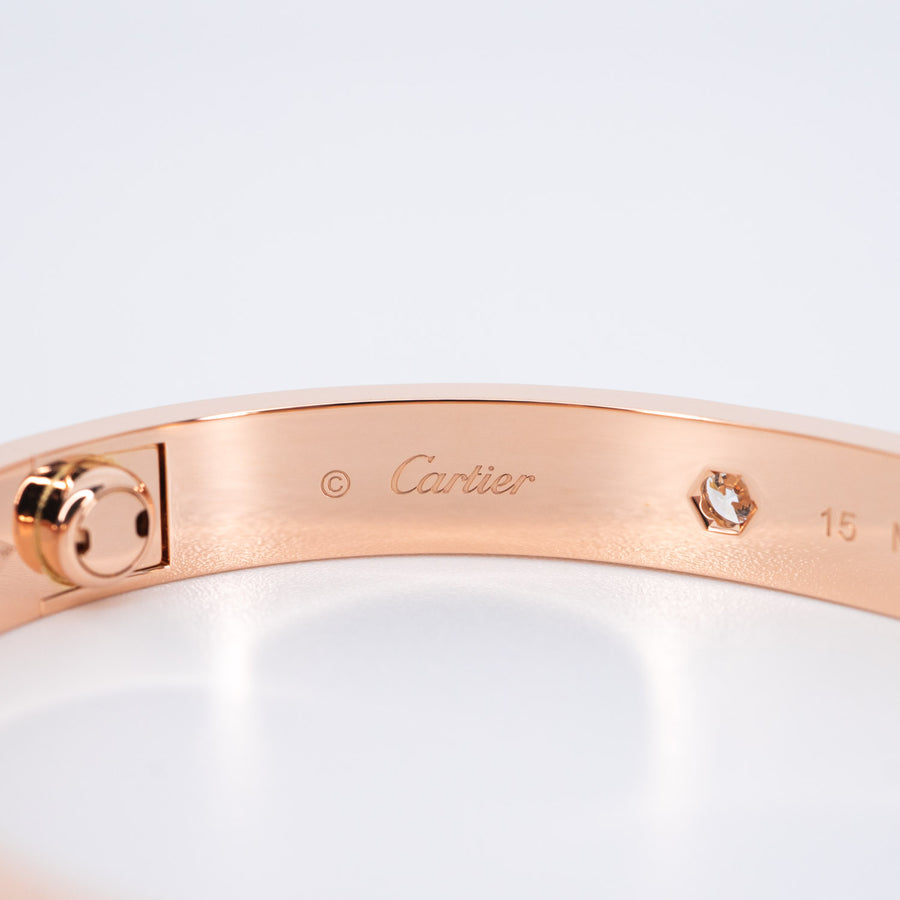 กำไล Cartier Love Bracelet, 4 diamonds 18K Rose Gold Size 15# (Used) #vrcab 6831