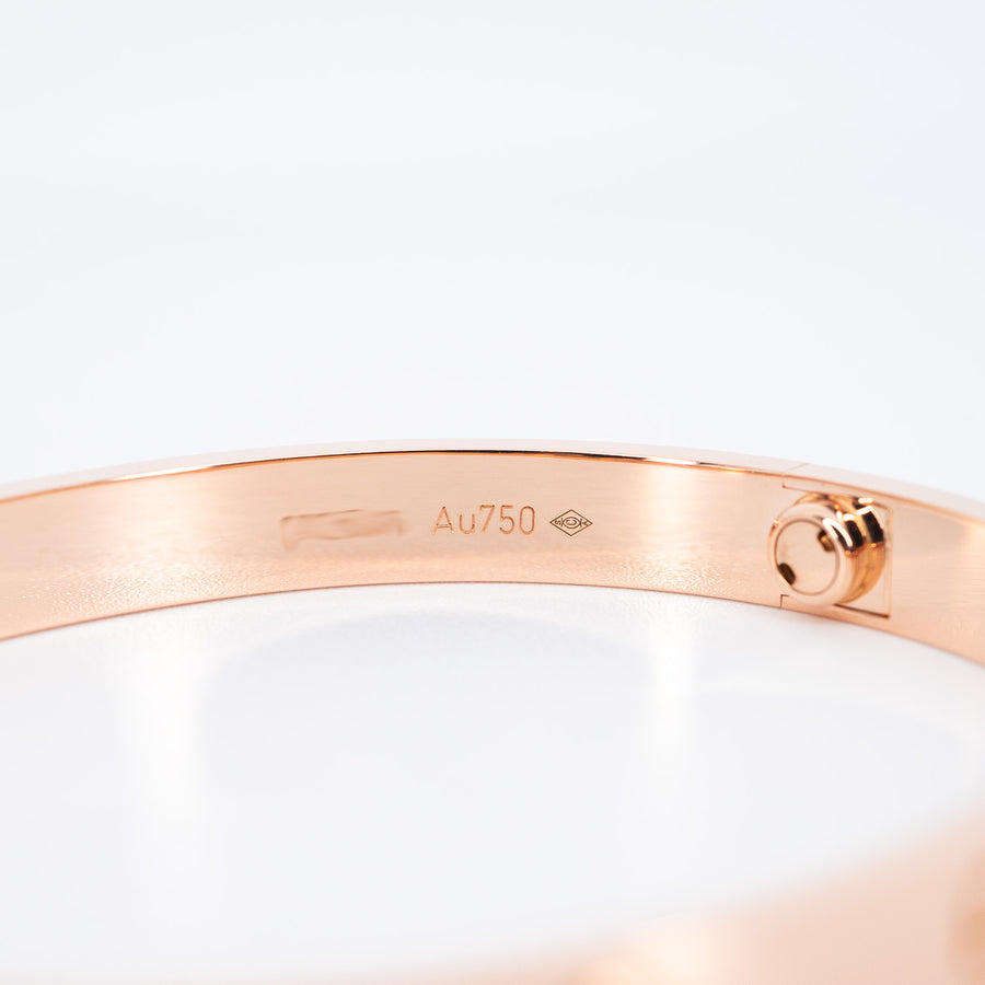 กำไล Cartier Love Bracelet 18K Rose Gold Size 18# (Used) #vrcab 6824