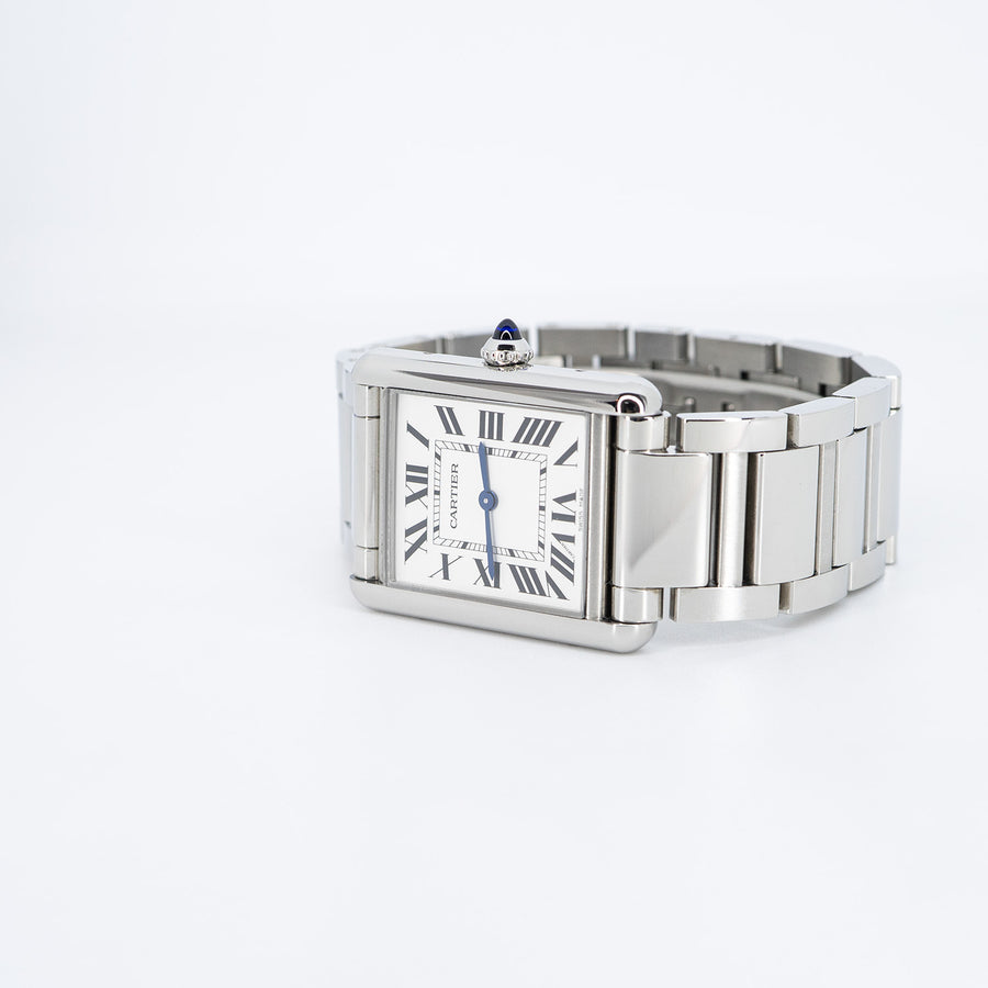 นาฬิกา Cartier Tank Must de Cartier watch, Large model, high autonomy quartz movement, steel, leather Stainless Steel Size L# (Used) #vrca 0982