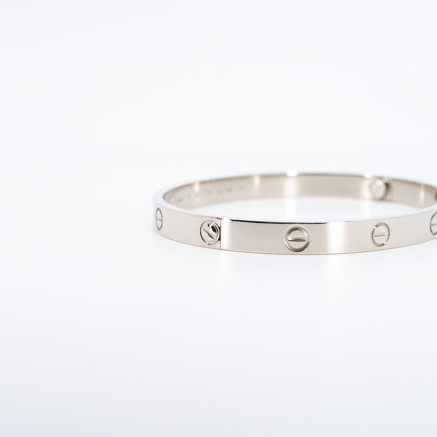 กำไล Cartier Love Bracelet 18K White Gold Size 19# (Used) #vrcab 6842