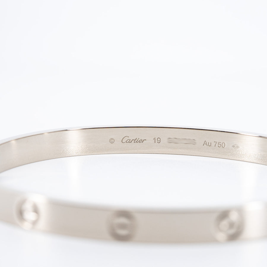 กำไล Cartier Love Bracelet 18K White Gold Size 19# (Used) #vrcab 6842