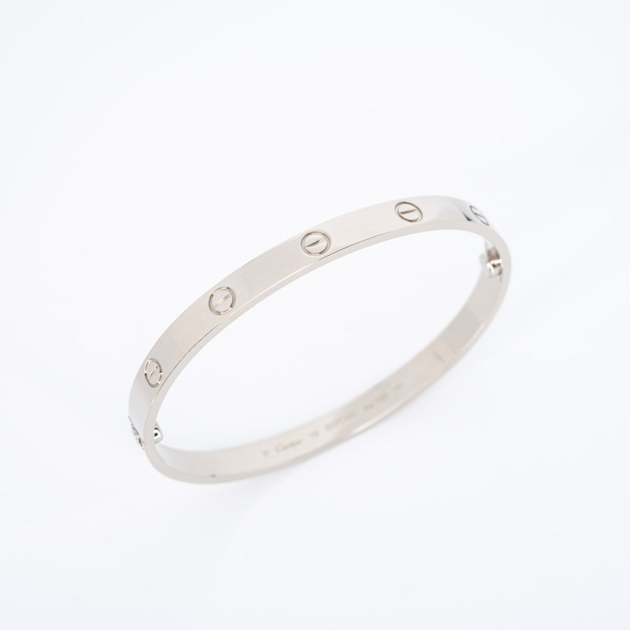 กำไล Cartier Love Bracelet 18K White Gold Size 19# (Used) #vrcab 6842