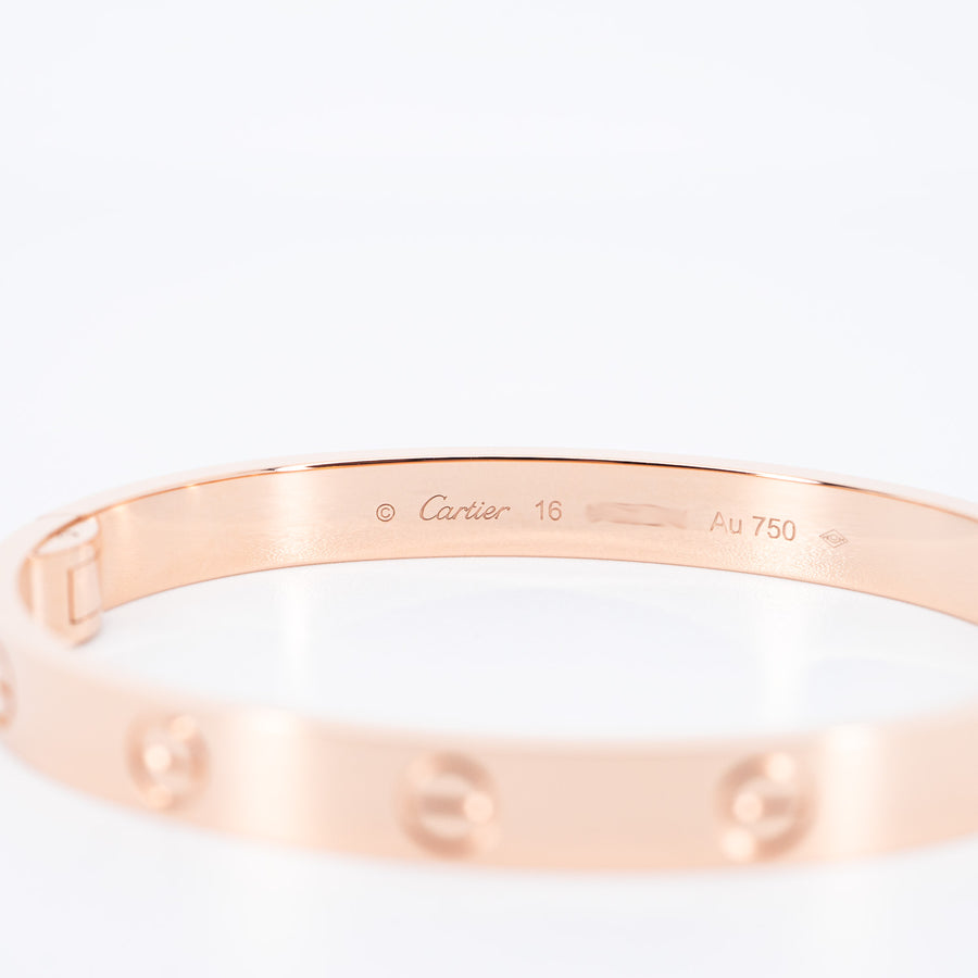 กำไล Cartier Love Bracelet, single-screw closure 18K Rose Gold Size 16# (Used) #vrcan 6885